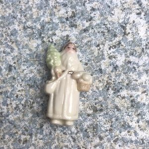Mini Santa clause hanging ornament glazed porcelain